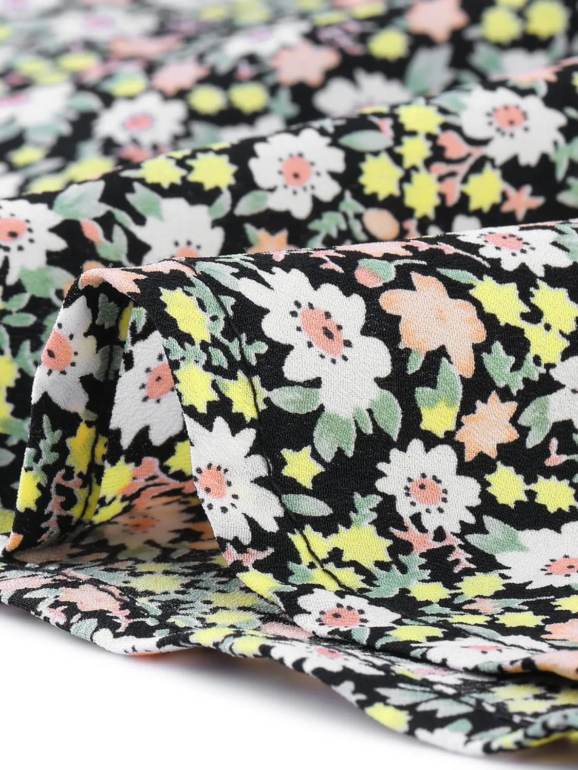 Agnes Orinda Plus Size Blouses for Women Button V Neck Smocked Waist Flare Short Sleeve Peplum Floral Tops