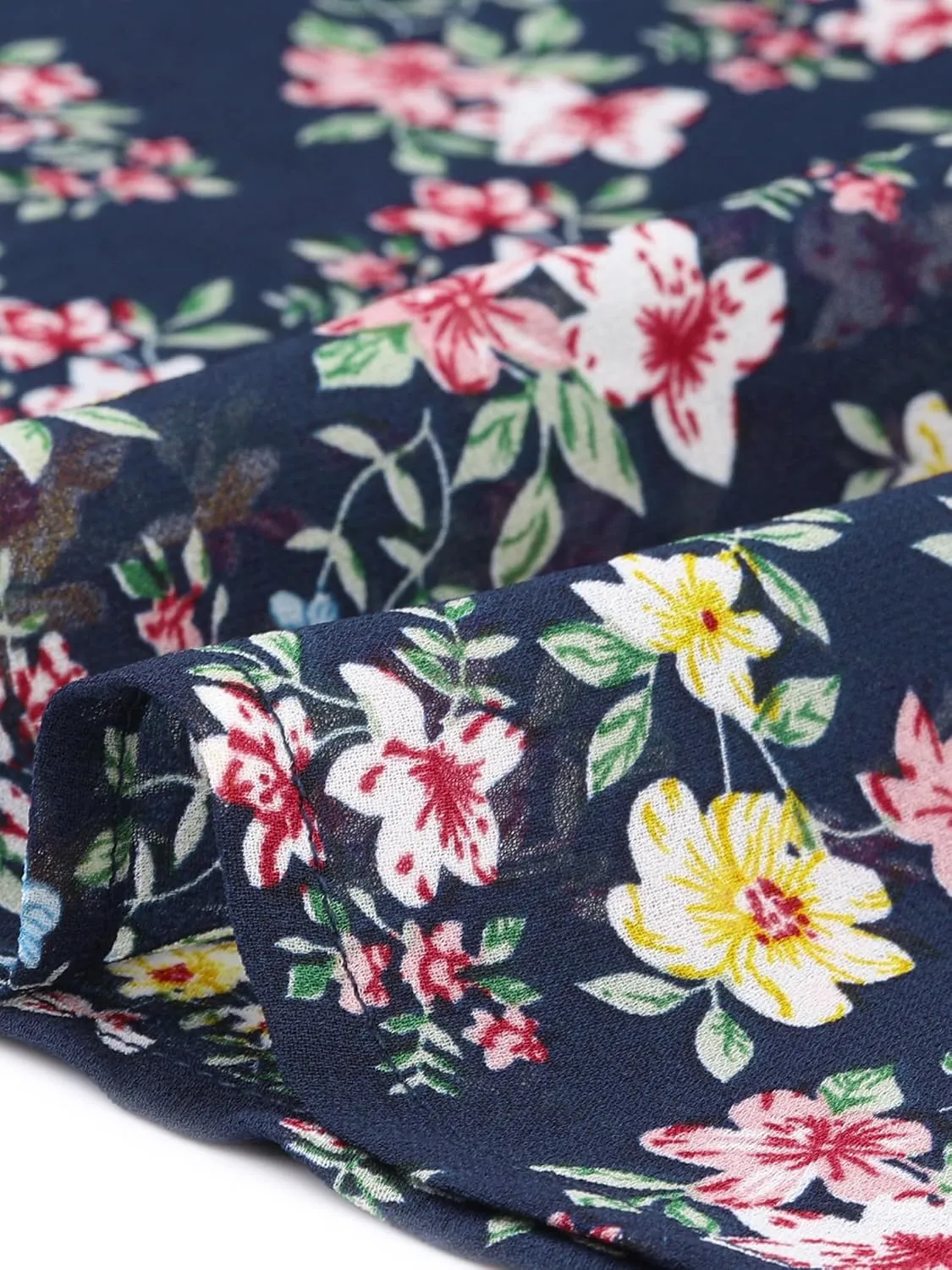 Agnes Orinda Plus Size Chiffon Blouses for Women Summer Flare Short Sleeve Smocked Ditsy Floral Peplum Top