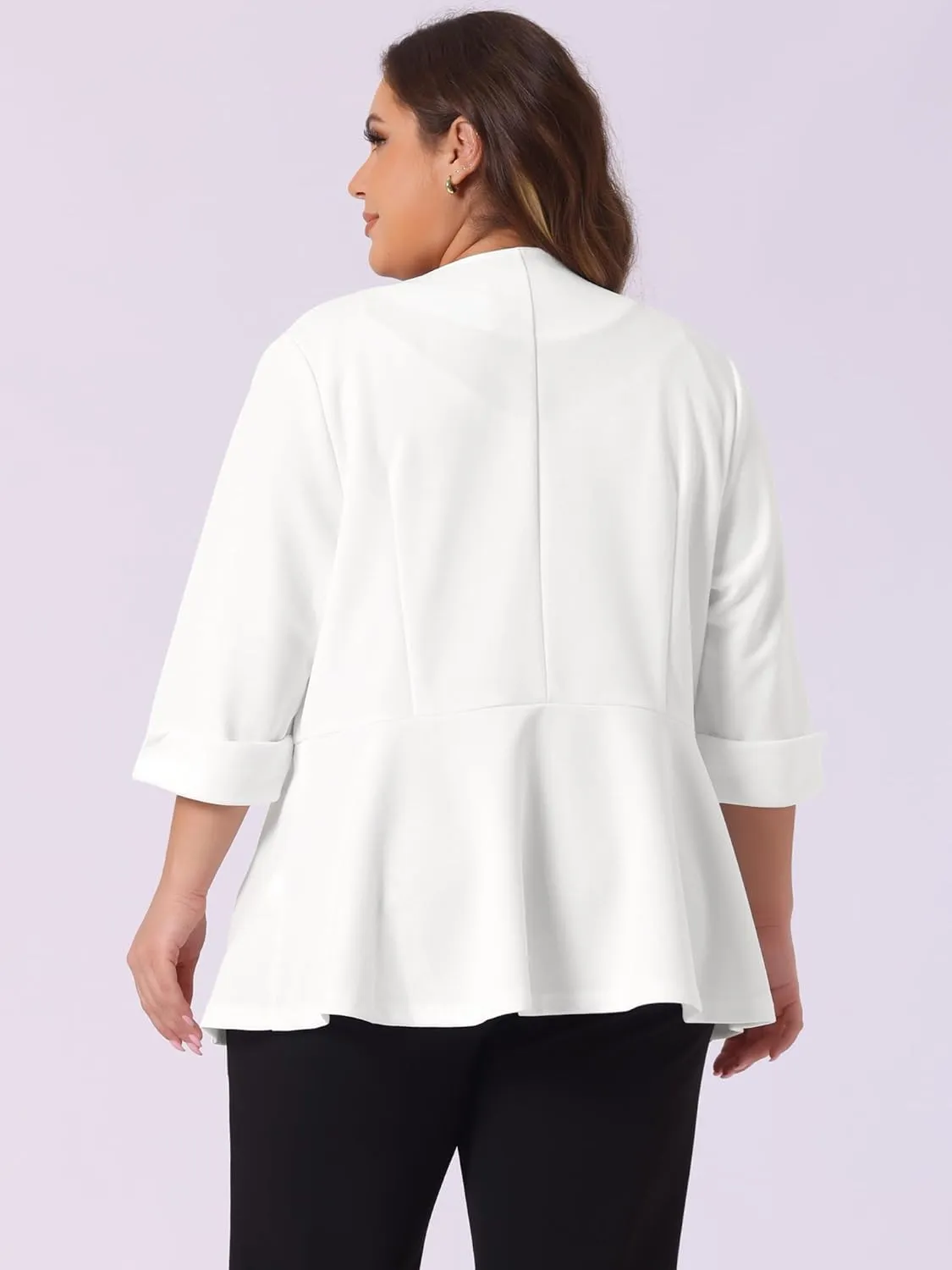 Agnes Orinda Women's Plus Size Casual Work Office Blazers Notched Lapel Button Peplum Blazer