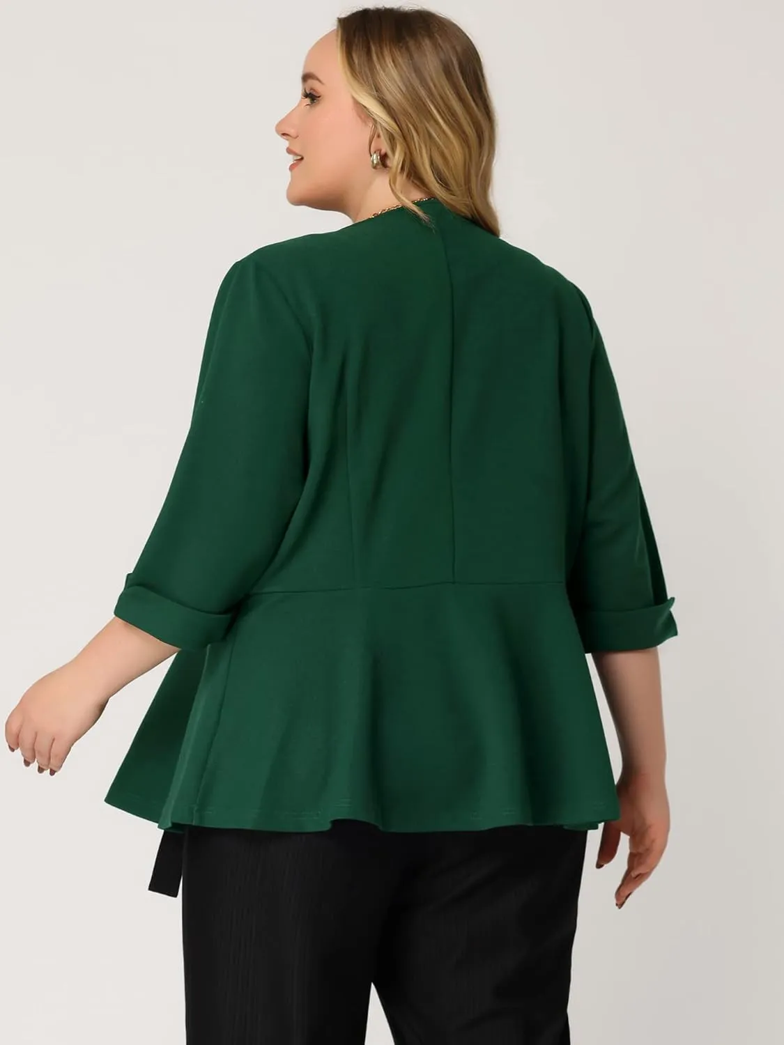 Agnes Orinda Women's Plus Size Casual Work Office Blazers Notched Lapel Button Peplum Blazer