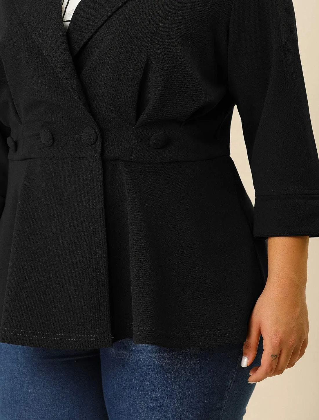 Agnes Orinda Women's Plus Size Casual Work Office Blazers Notched Lapel Button Peplum Blazer