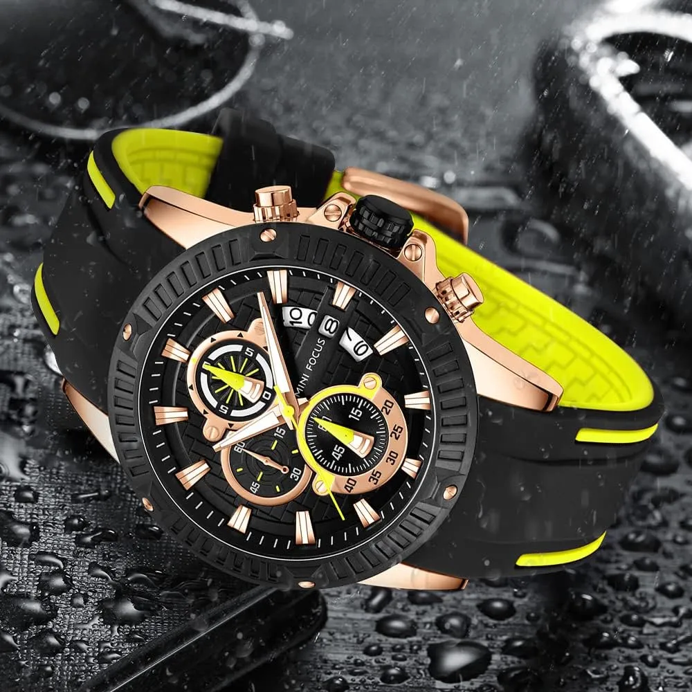 AIMES Mens Watches Fashion Casual Sport Chronograph Waterproof Military Watches Stylish Silicone Strap Business Work Wrist Watch