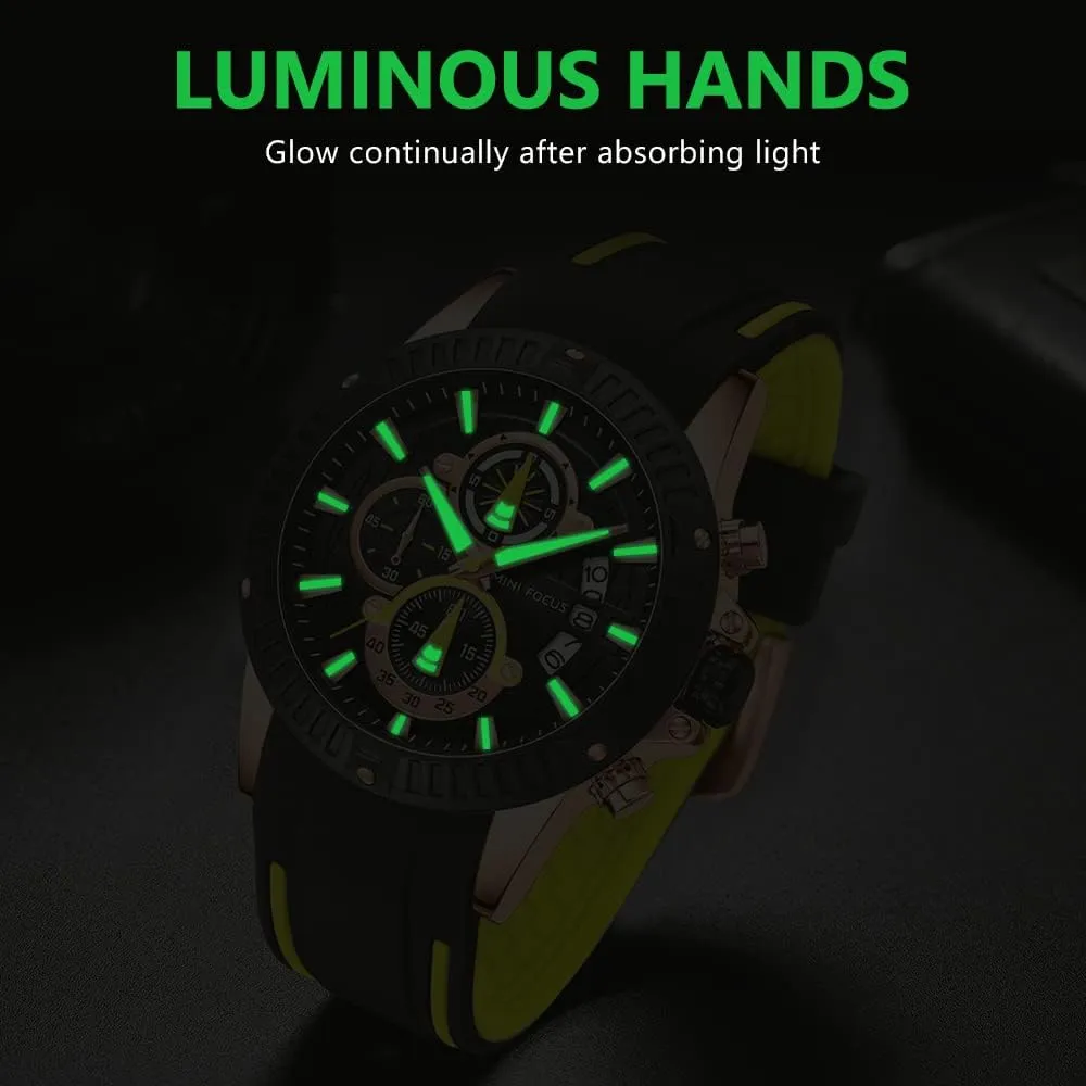 AIMES Mens Watches Fashion Casual Sport Chronograph Waterproof Military Watches Stylish Silicone Strap Business Work Wrist Watch