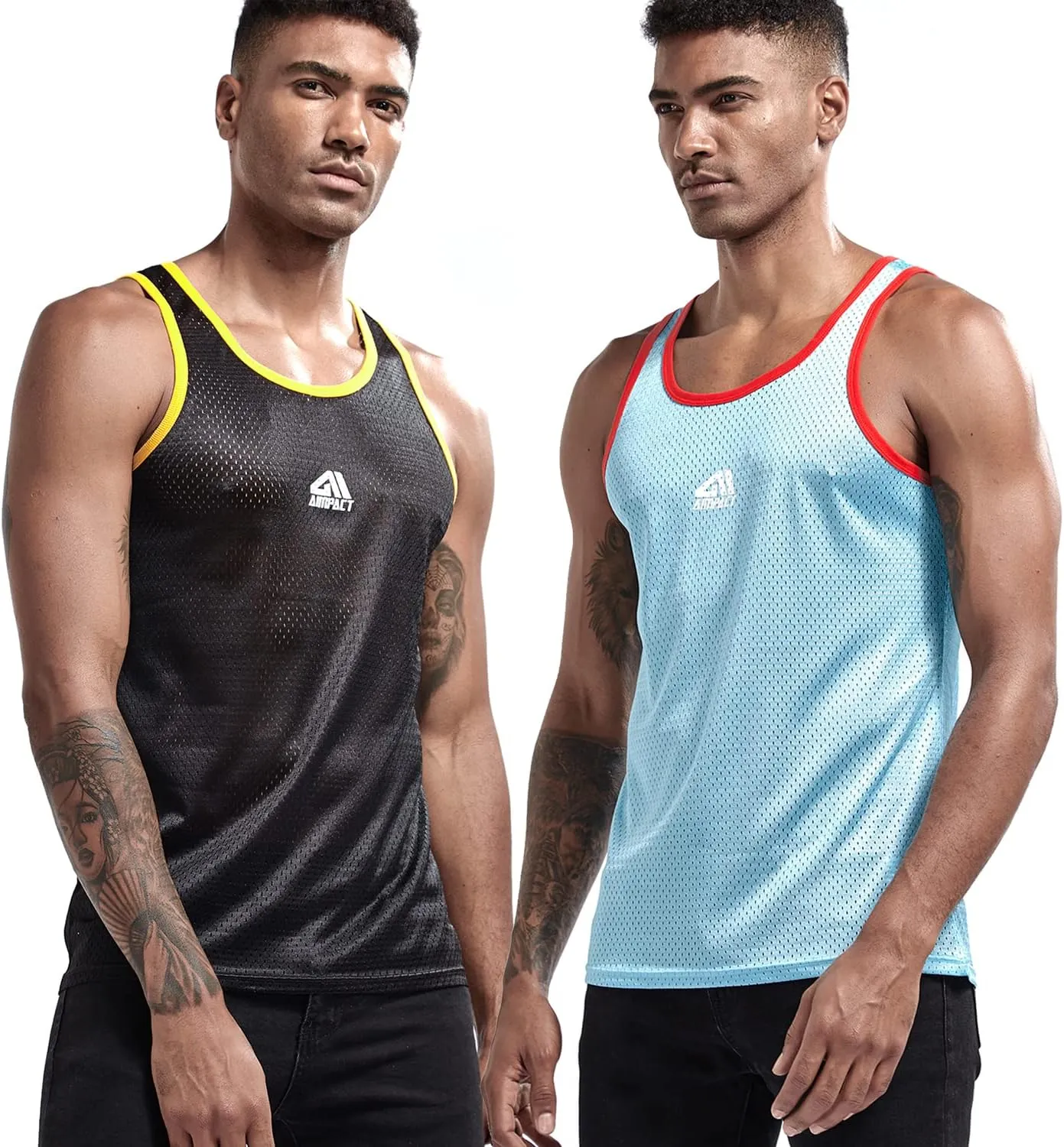 AIMPACT Men Athletic Workout Tank Top Mesh Casual Sleeveless Shirts