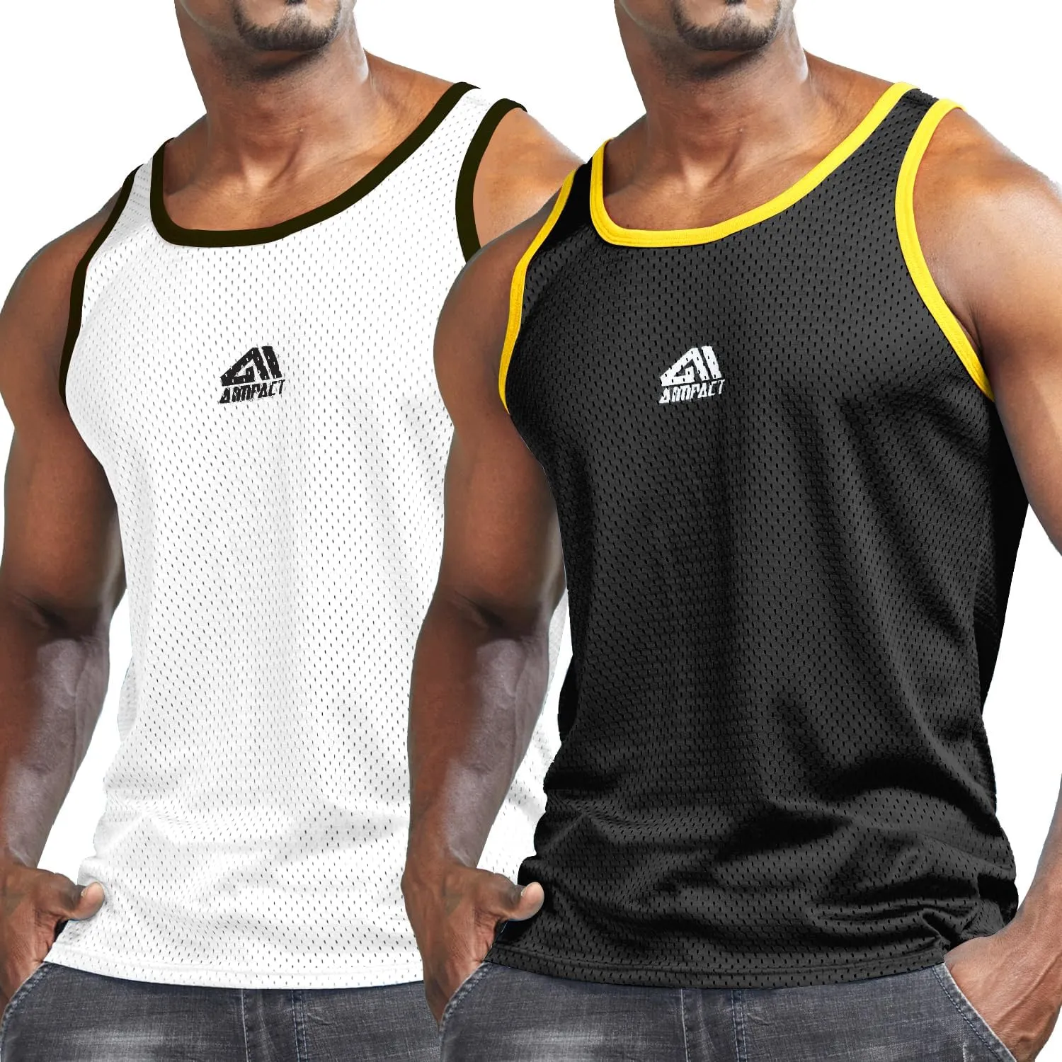 AIMPACT Men Athletic Workout Tank Top Mesh Casual Sleeveless Shirts
