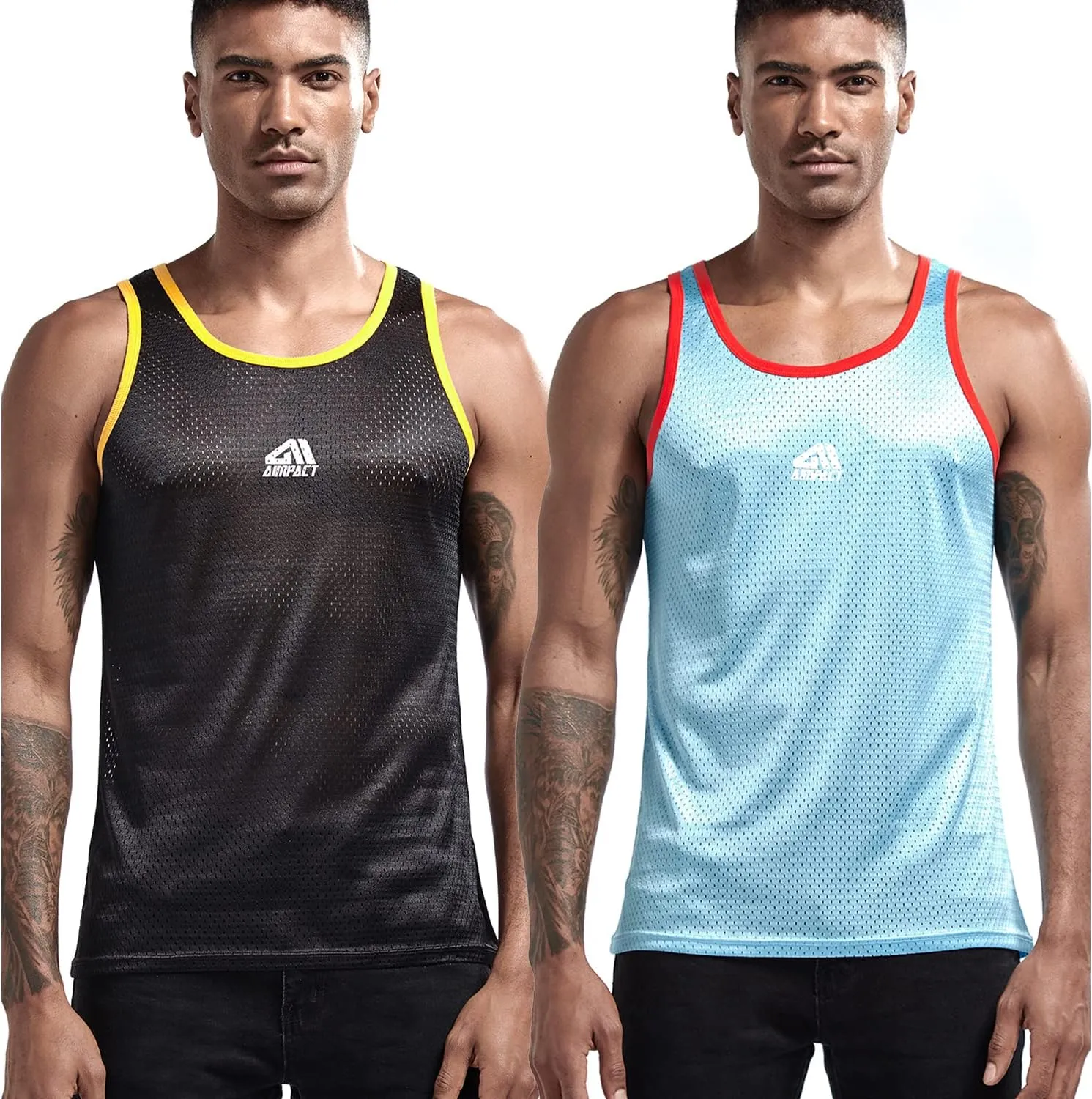 AIMPACT Men Athletic Workout Tank Top Mesh Casual Sleeveless Shirts