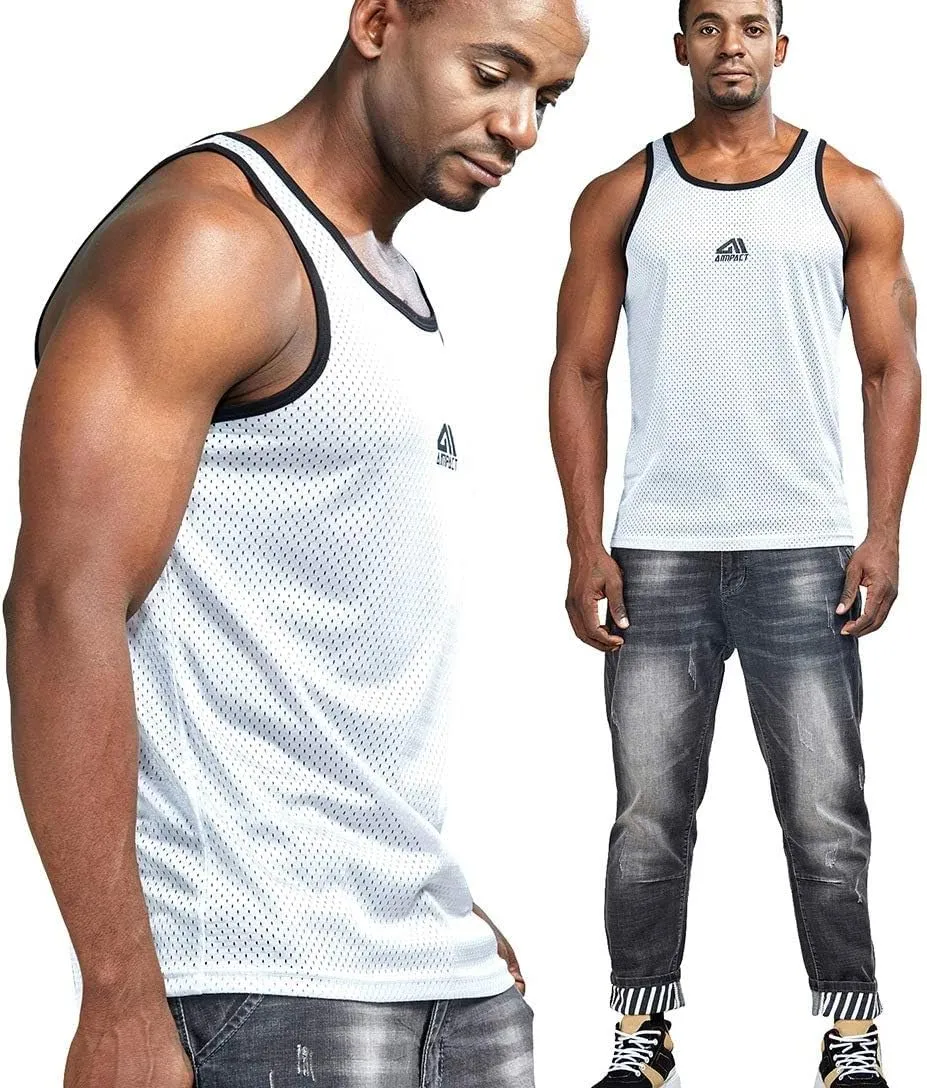 AIMPACT Men Athletic Workout Tank Top Mesh Casual Sleeveless Shirts
