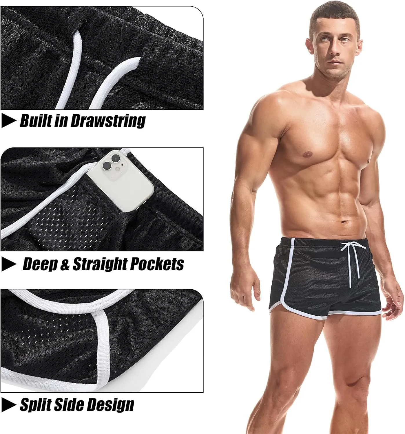 AIMPACT Mens Running Shorts Breathing Workout Gym Booty Short Shorts Sexy