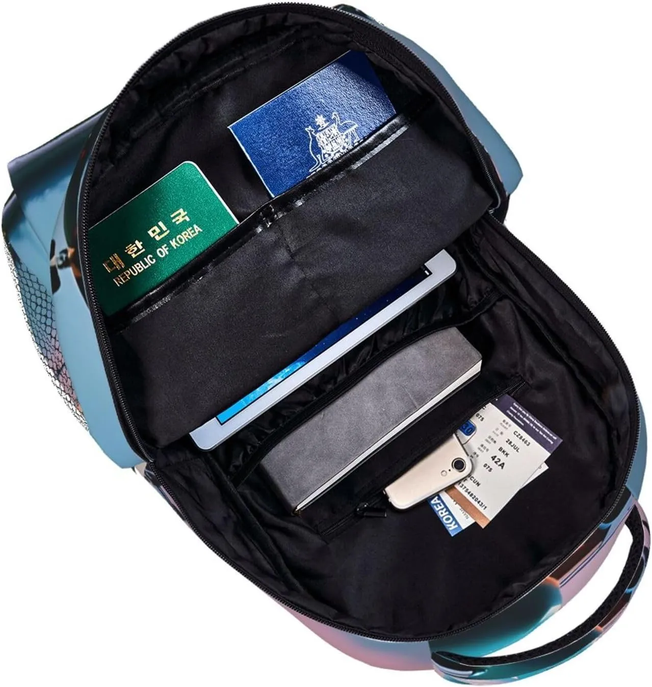Airplane In The Evening Lights Print Laptop Backpack Stylish Bookbag College Daypack Travel Business Work Bag For Men Women