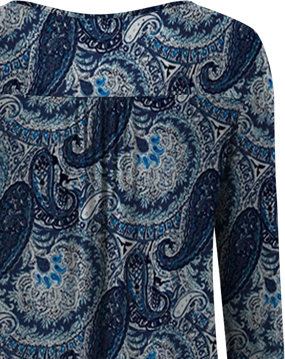 a.Jesdani Plus Size Tunic Tops Long Sleeve Casual Floral Printed Henley V Neck Shirts for Women