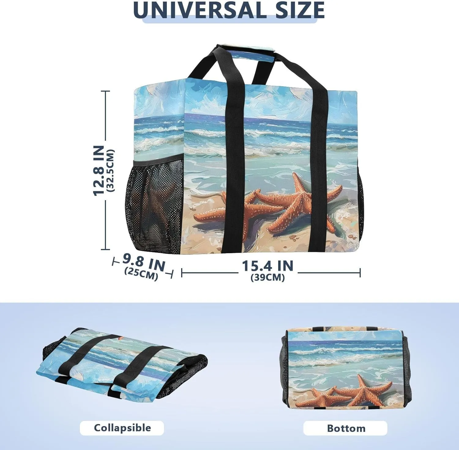 ALAZA Butterflies Stars and Dreamcatcher Waterproof Beach Tote Bags