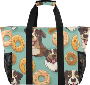 ALAZA Cute Funny Dogs Waterproof Beach Tote Bags