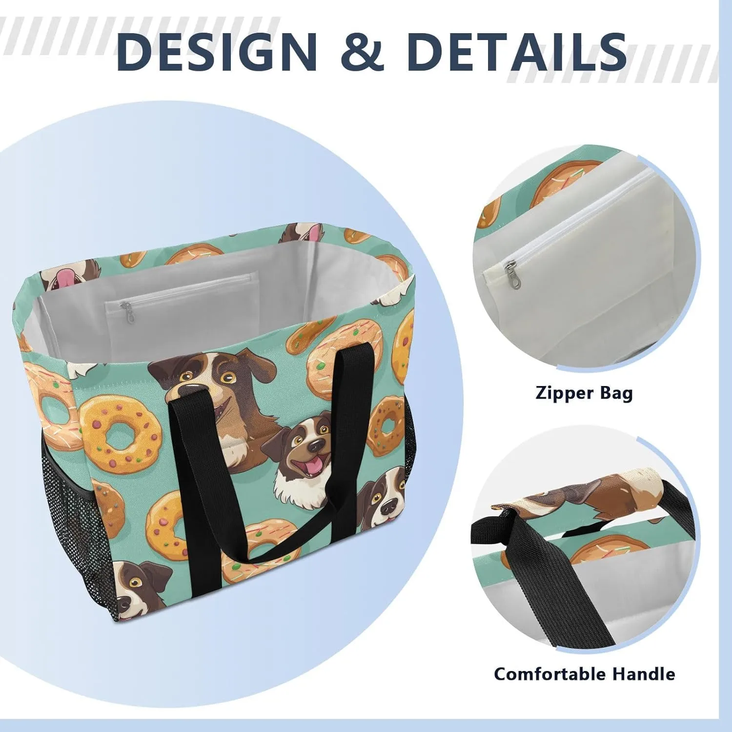 ALAZA Cute Funny Dogs Waterproof Beach Tote Bags