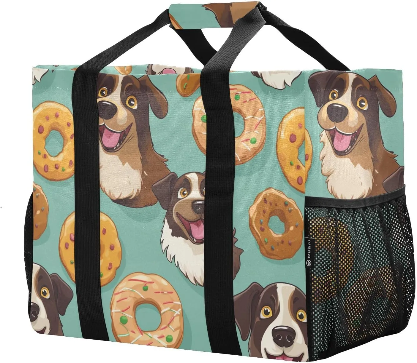 ALAZA Cute Funny Dogs Waterproof Beach Tote Bags