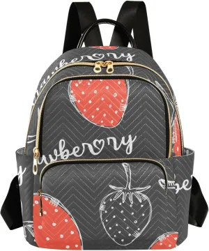 ALAZA Strawberry Black Women’s Backpack Purse Causal Daypack Work Travel College Business Trip Bag Shoulder Bag