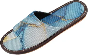 Alcohol Ink with A Gold Leaf Edge in Relief Beautiful Summer Non-Slip Open Toe Home Shoes Womens
