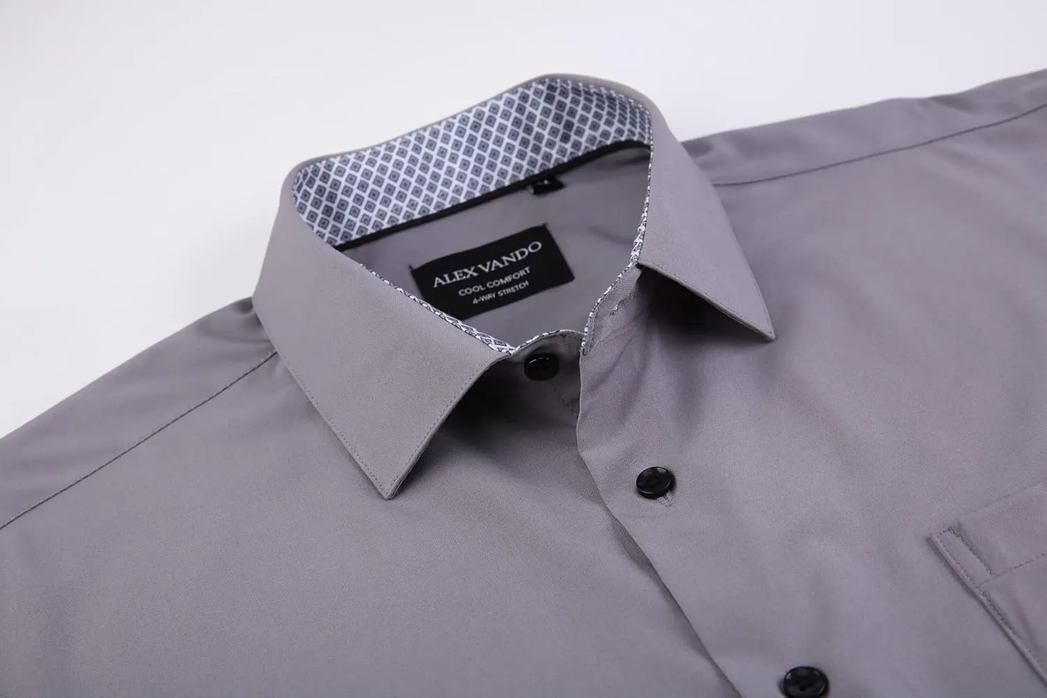 Alex Vando Mens Dress Shirts Regular Fit Long Sleeve Stretch Business Dress Shirts for Men