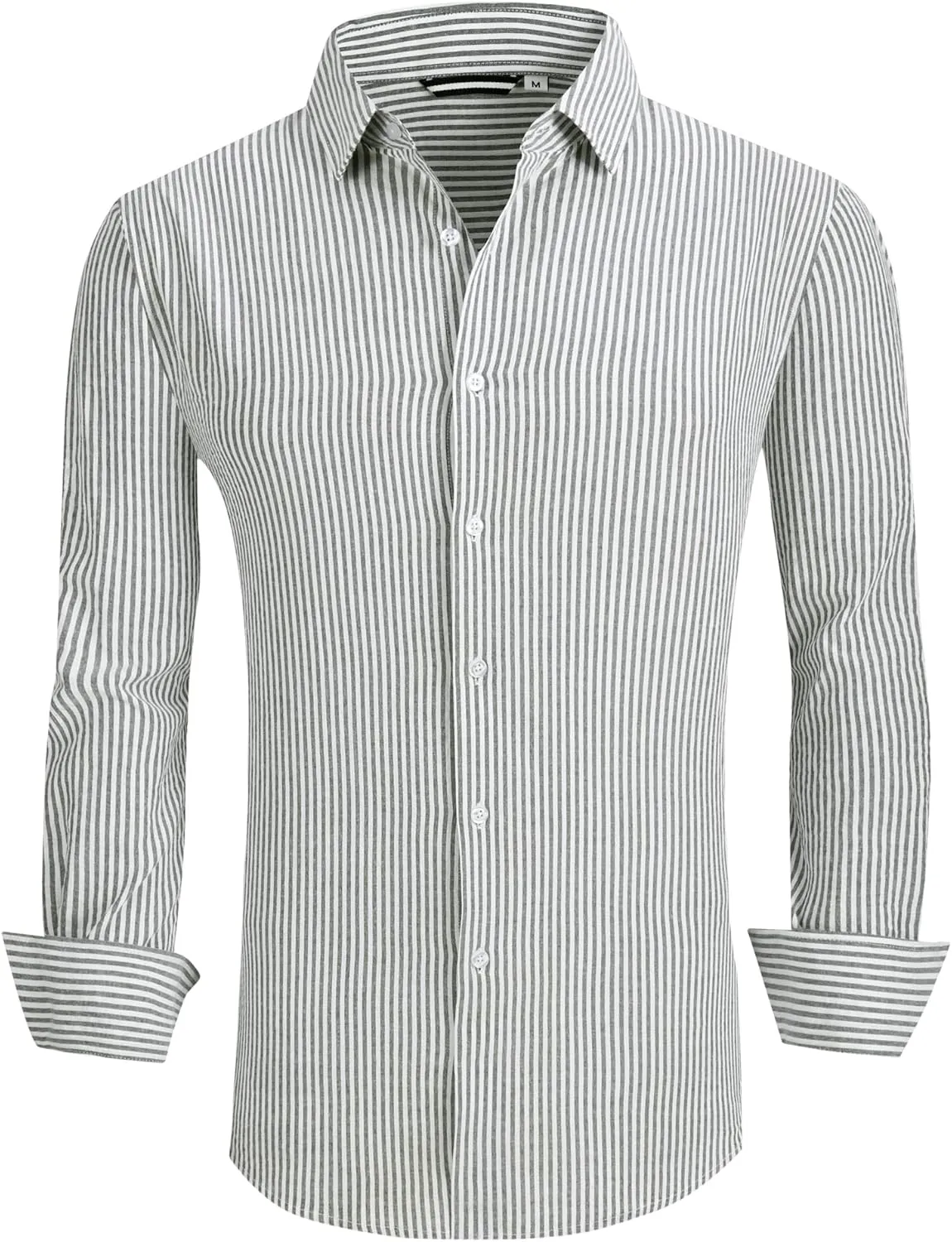 Alex Vando Mens Seersucker Dress Shirts Striped Business Casual Cotton Shirts for Men