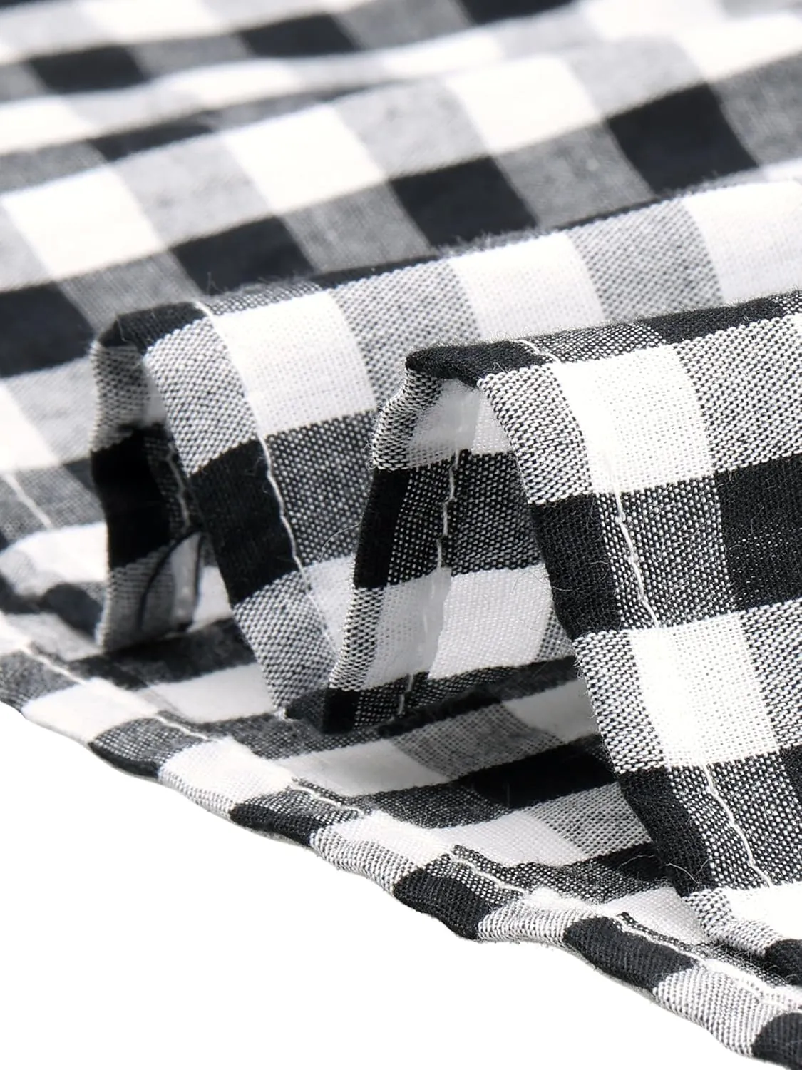 Allegra K Gingham Peplum Top for Women's Summer Square Neck Sleeveless Plaid Blouse