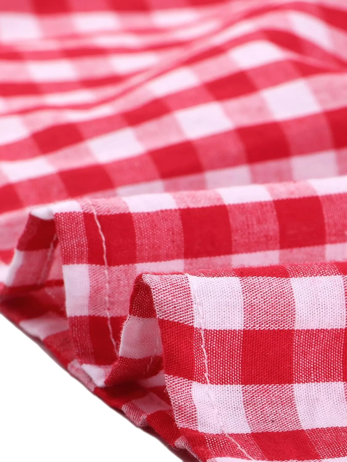 Allegra K Gingham Peplum Top for Women's Summer Square Neck Sleeveless Plaid Blouse