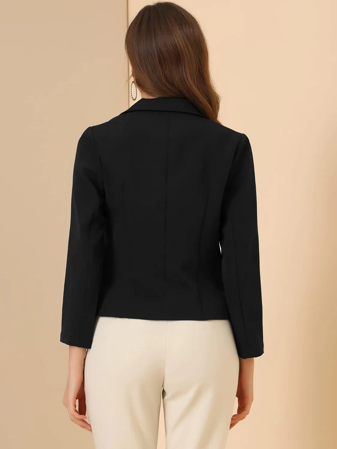 Allegra K Women's Open Front Office Work Business Casual Lightweight Summer Crop Suit Blazer