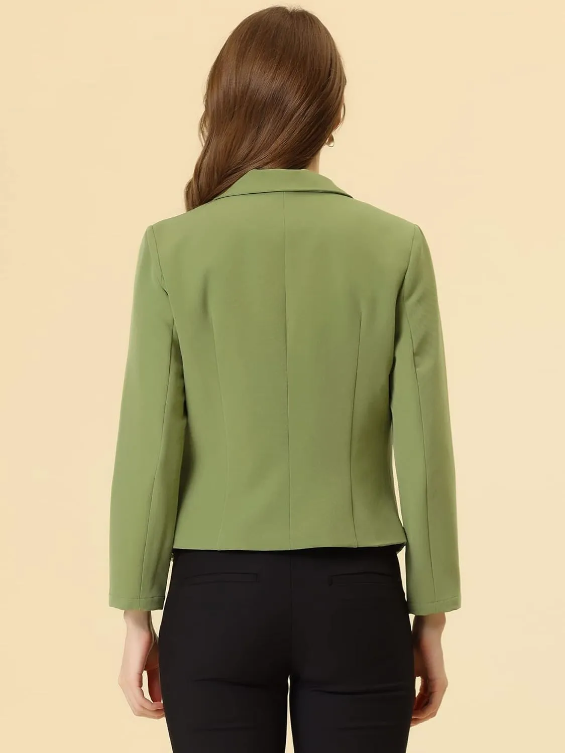Allegra K Women's Open Front Office Work Business Casual Lightweight Summer Crop Suit Blazer