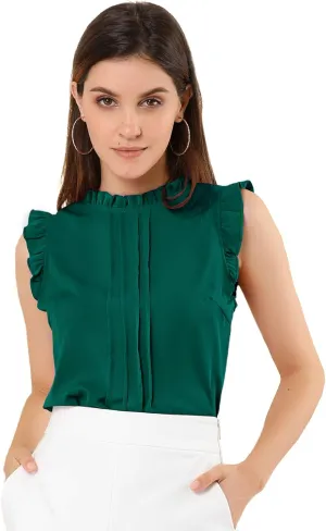 Allegra K Women's Work Blouse for Office Business Casual Shirts 1950s Vintage Sleeveless Professional Blouses Top