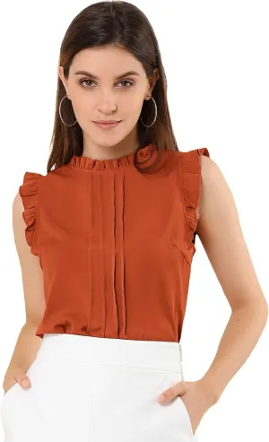 Allegra K Women's Work Blouse for Office Business Casual Shirts 1950s Vintage Sleeveless Professional Blouses Top
