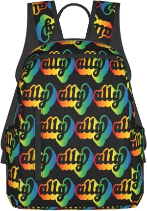 Ally LGBT Rainbow Gay Pride Travel Laptop Backpack Casual Backpacks Double Shoulder Daypack Notebook Rucksack Work Bags Sports Bag for Hiking Camping Beach