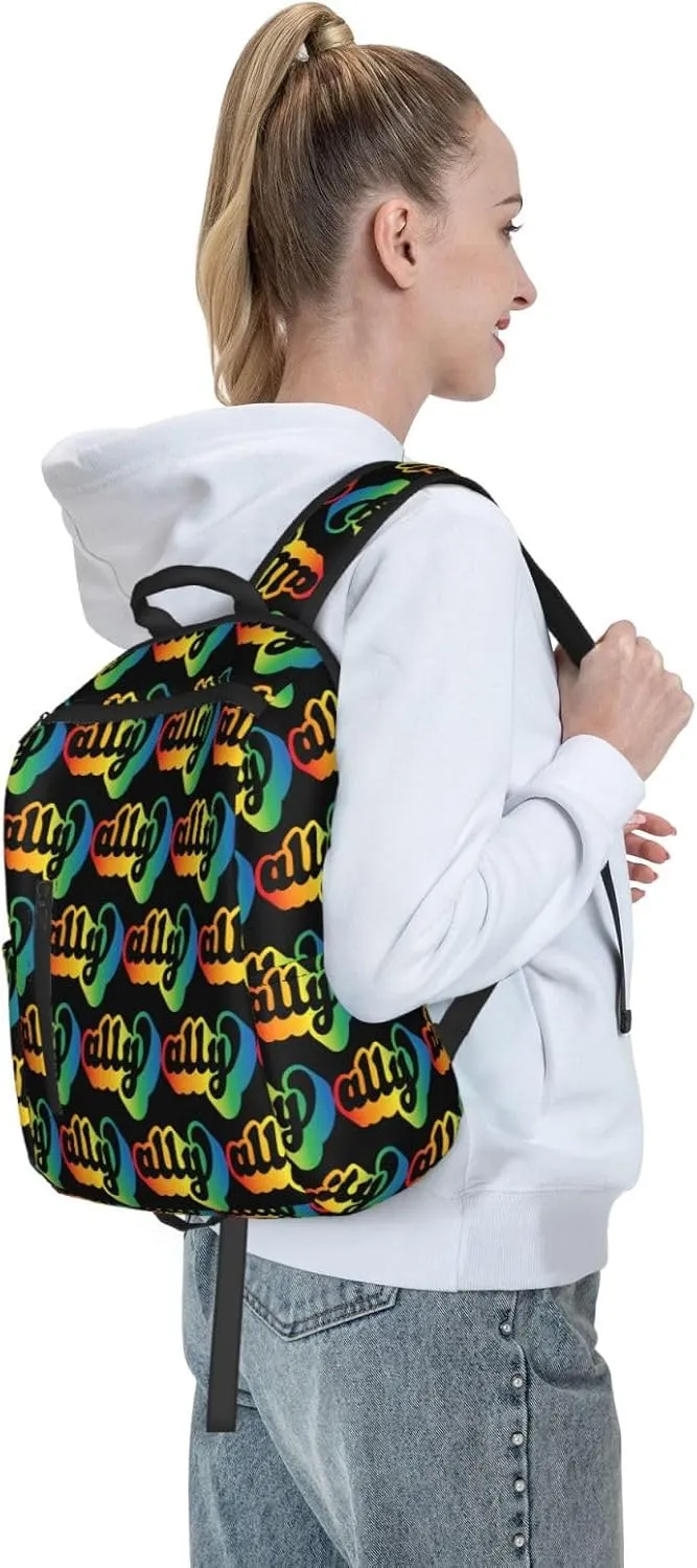 Ally LGBT Rainbow Gay Pride Travel Laptop Backpack Casual Backpacks Double Shoulder Daypack Notebook Rucksack Work Bags Sports Bag for Hiking Camping Beach