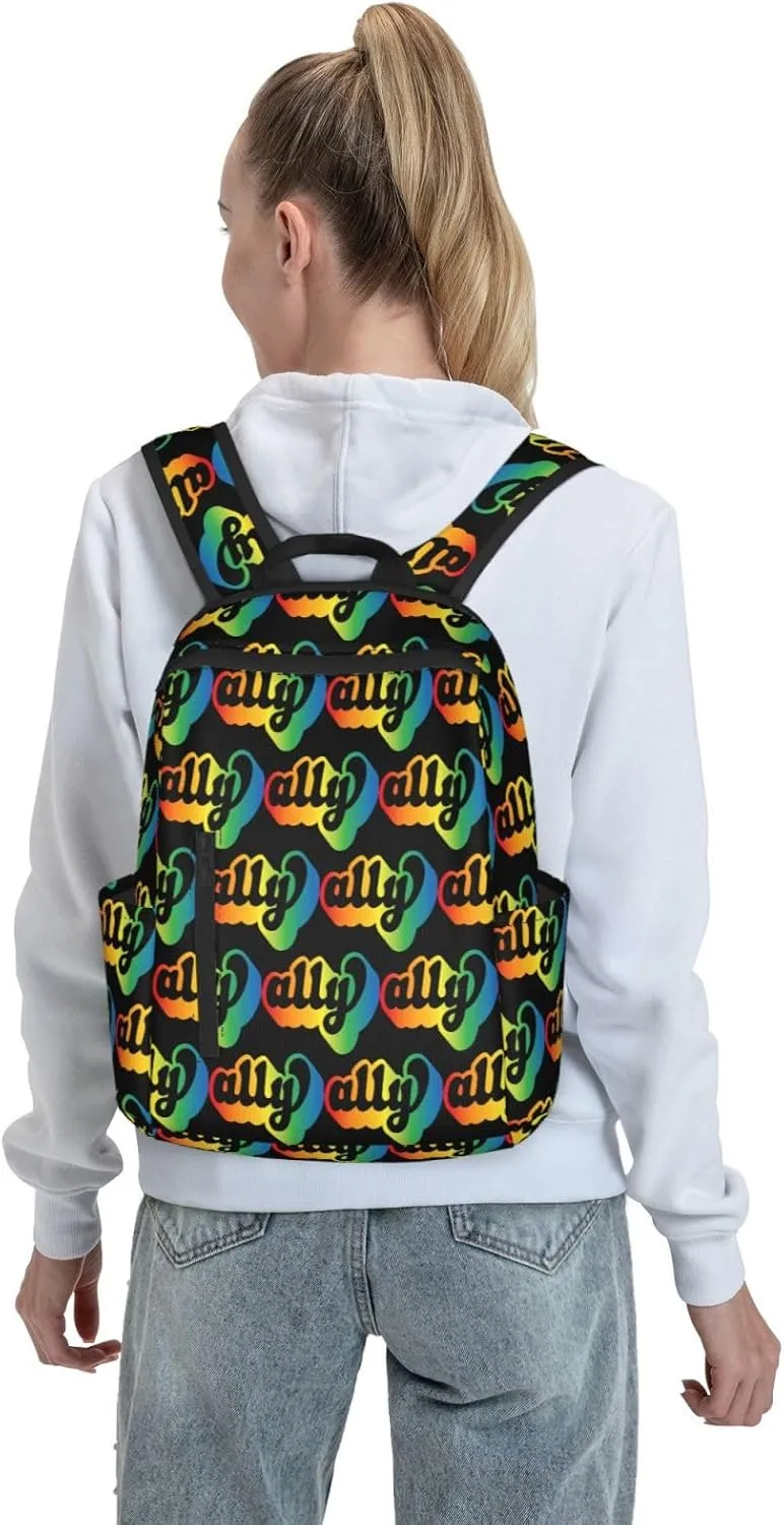 Ally LGBT Rainbow Gay Pride Travel Laptop Backpack Casual Backpacks Double Shoulder Daypack Notebook Rucksack Work Bags Sports Bag for Hiking Camping Beach