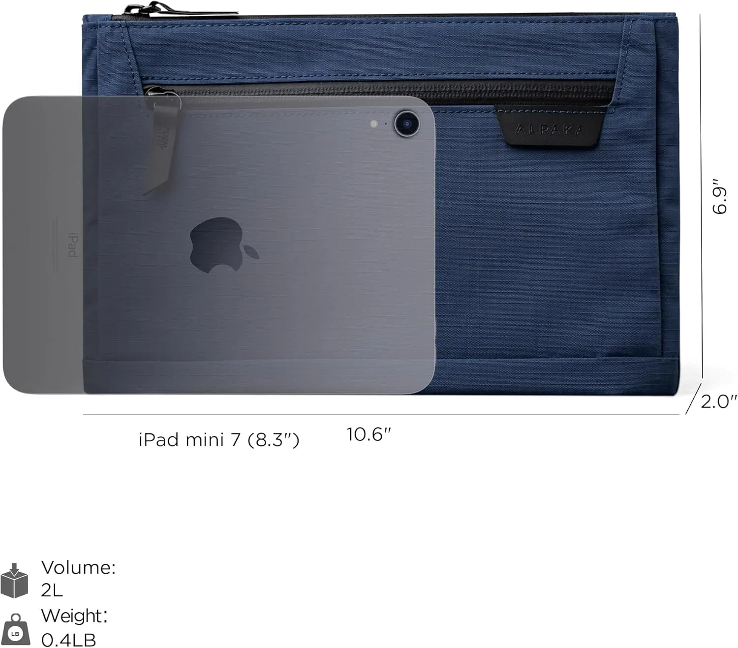 ALPAKA Zip Pouch Max V2 - Blue Axoflux 210D Water Resistant Fabric, Weatherproof YKK Zippers,Front Zip Pocket, Compact Men Sling Bag - Passport Holder & Travel Wallet Pouch for Family Men