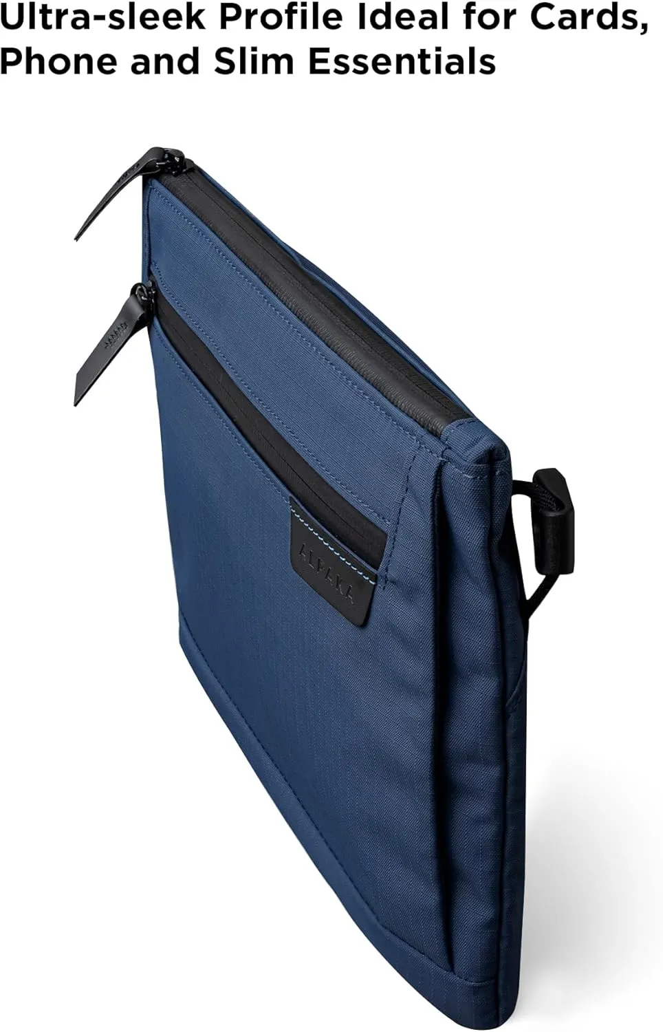 ALPAKA Zip Pouch Max V2 - Blue Axoflux 210D Water Resistant Fabric, Weatherproof YKK Zippers,Front Zip Pocket, Compact Men Sling Bag - Passport Holder & Travel Wallet Pouch for Family Men
