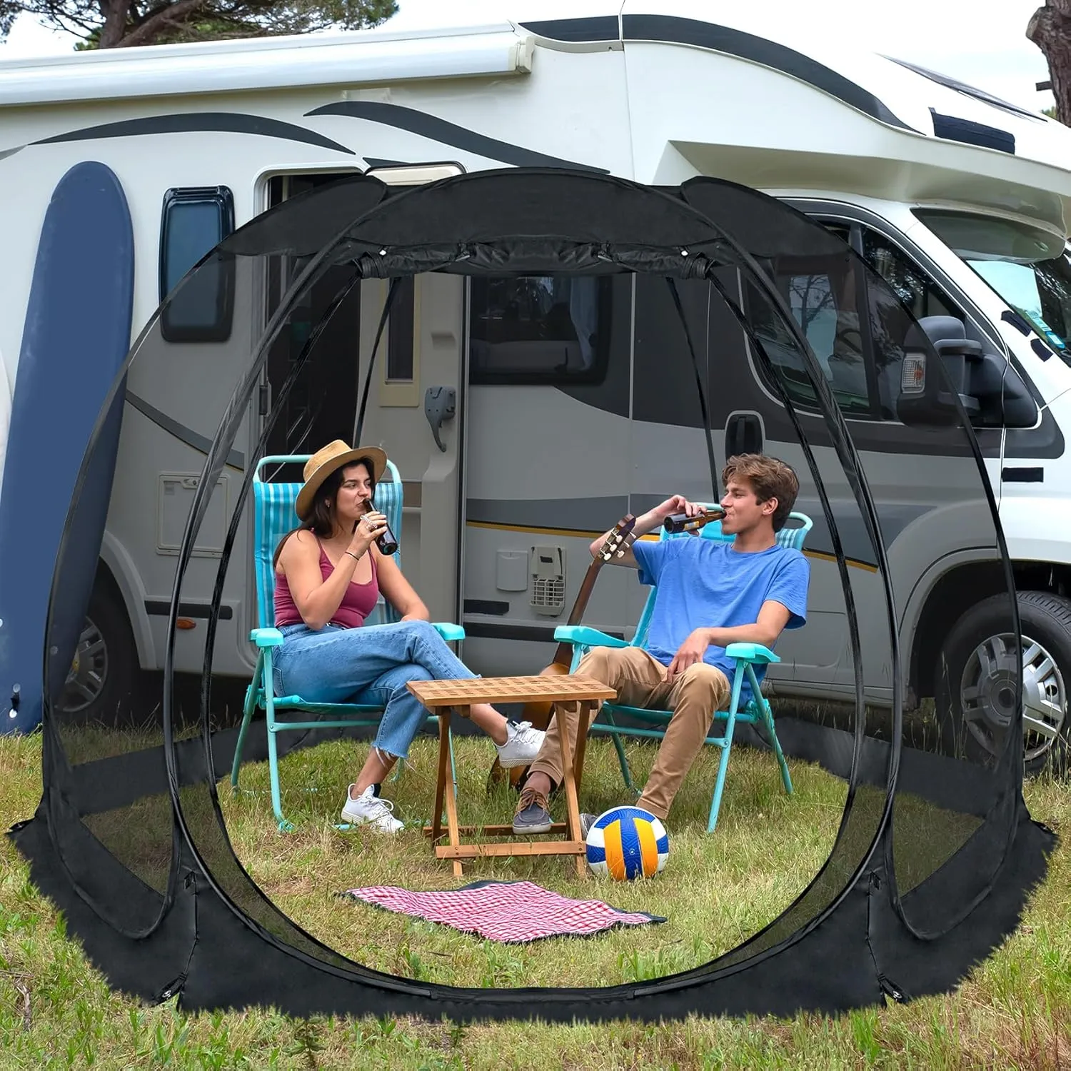 Alvantor Screen House Gazebo, 6-10-15 Person Pop Up Igloo Screened Canopy Tent with Mosquito Netting Sides, Instant UV Resistant Sun Shelter for Garden, Patio, Backyard