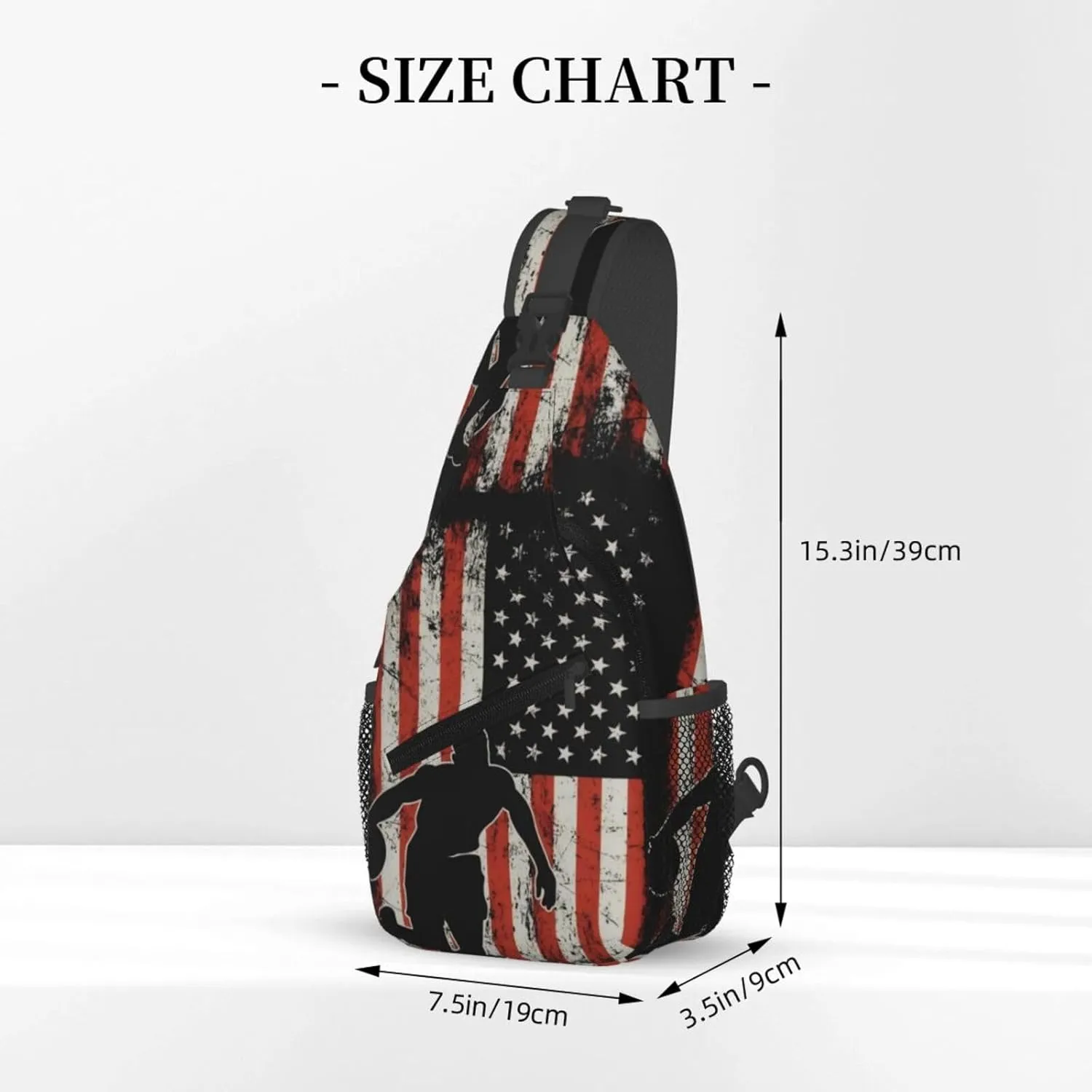 American Flag Basketball Crossbody Bag Adjustable Sling Bag Casual Chest Bags Travel Shoulder Backpack