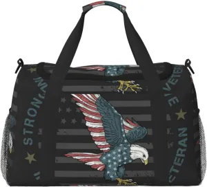 American Flag Eagle Travel Duffel Bag Large Foldable Waterproof Overnight Bag For Beach Swim Bags Pool Sports Gym