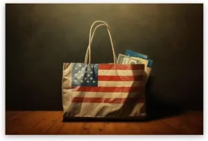 American Flag Mall Shopping Bag Poster Decorative Painting Holiday Gift HD Picture Modern Aesthetics Mural Canvas Wall Art Unframed8x12inch