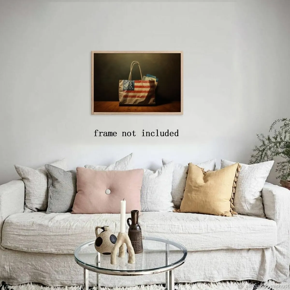 American Flag Mall Shopping Bag Poster Decorative Painting Holiday Gift HD Picture Modern Aesthetics Mural Canvas Wall Art Unframed8x12inch