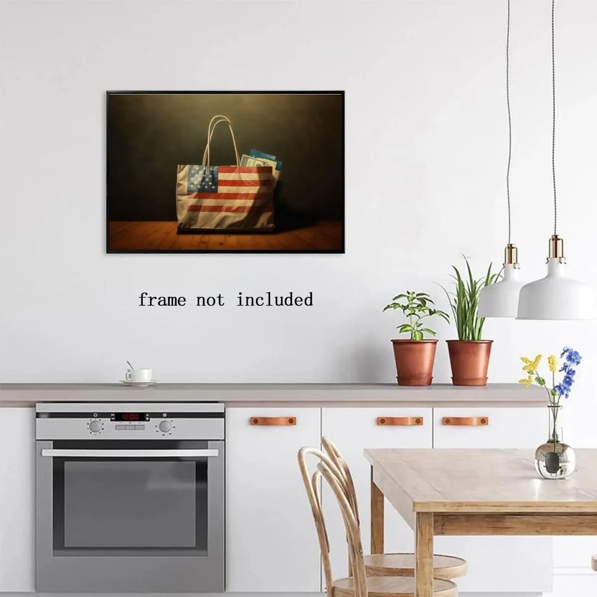 American Flag Mall Shopping Bag Poster Decorative Painting Holiday Gift HD Picture Modern Aesthetics Mural Canvas Wall Art Unframed8x12inch