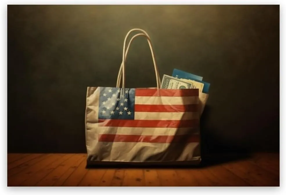 American Flag Mall Shopping Bag Poster Decorative Painting Holiday Gift HD Picture Modern Aesthetics Mural Canvas Wall Art Unframed8x12inch