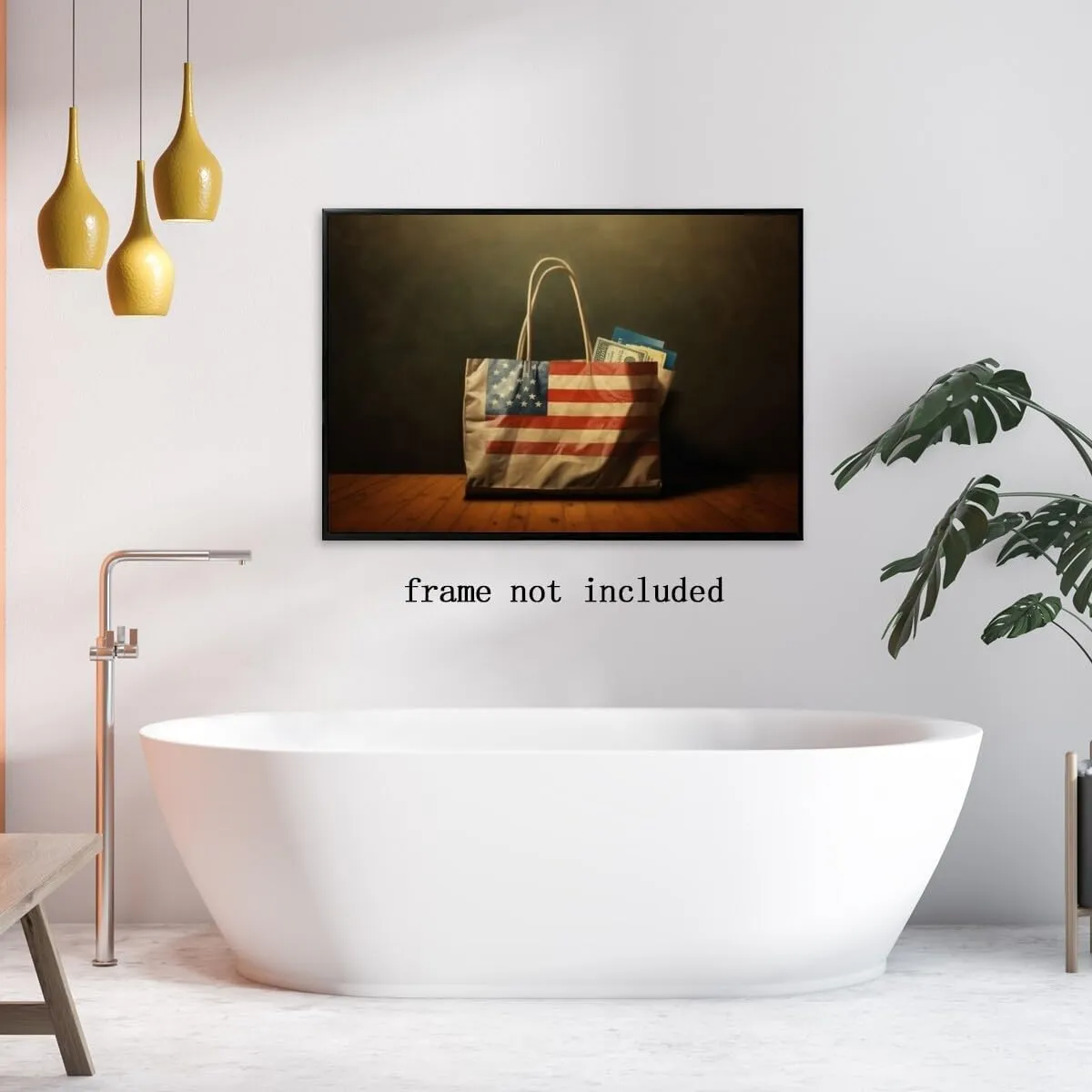 American Flag Mall Shopping Bag Poster Decorative Painting Holiday Gift HD Picture Modern Aesthetics Mural Canvas Wall Art Unframed8x12inch