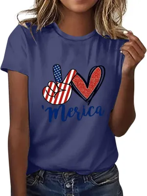 American Flag Shirt Women Independence Shirt Women Graphic T Shirts for Women Top Crewneck