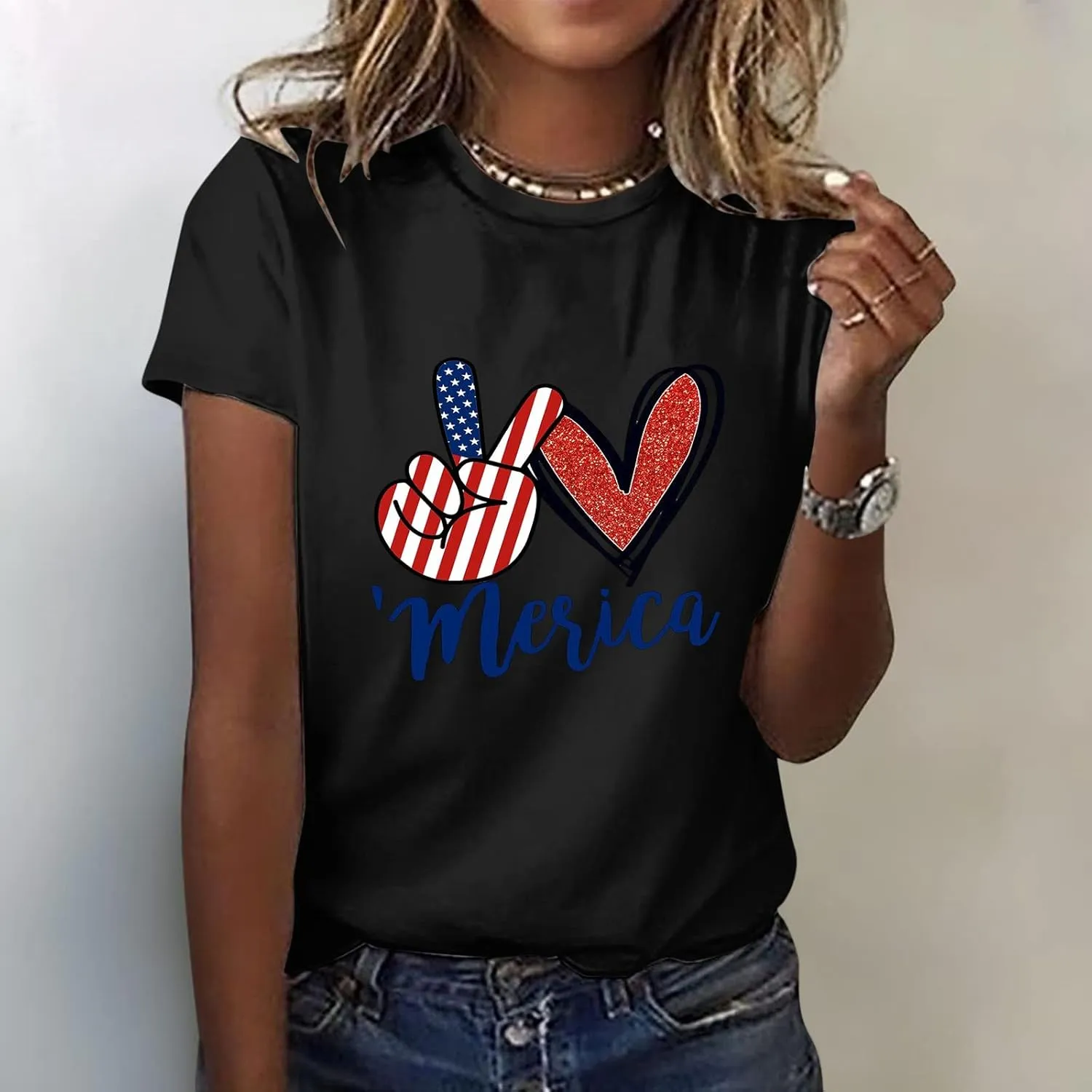American Flag Shirt Women Independence Shirt Women Graphic T Shirts for Women Top Crewneck