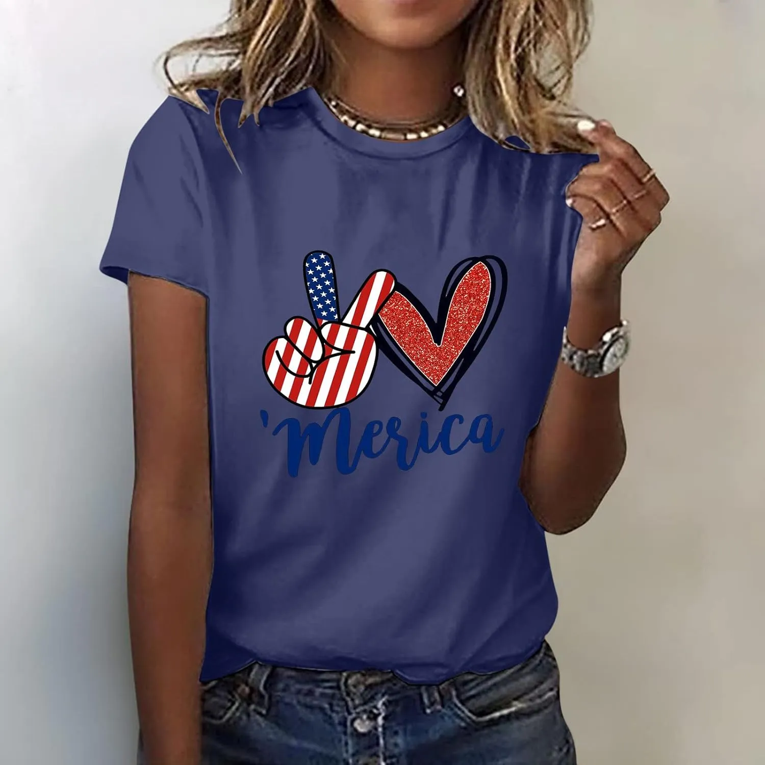 American Flag Shirt Women Independence Shirt Women Graphic T Shirts for Women Top Crewneck