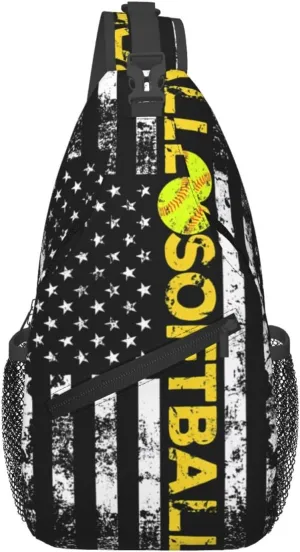American Flag Swimming Team Sling Bag Adjustable Chest Bags Casual Crossbody Bag Travel Shoulder Backpack