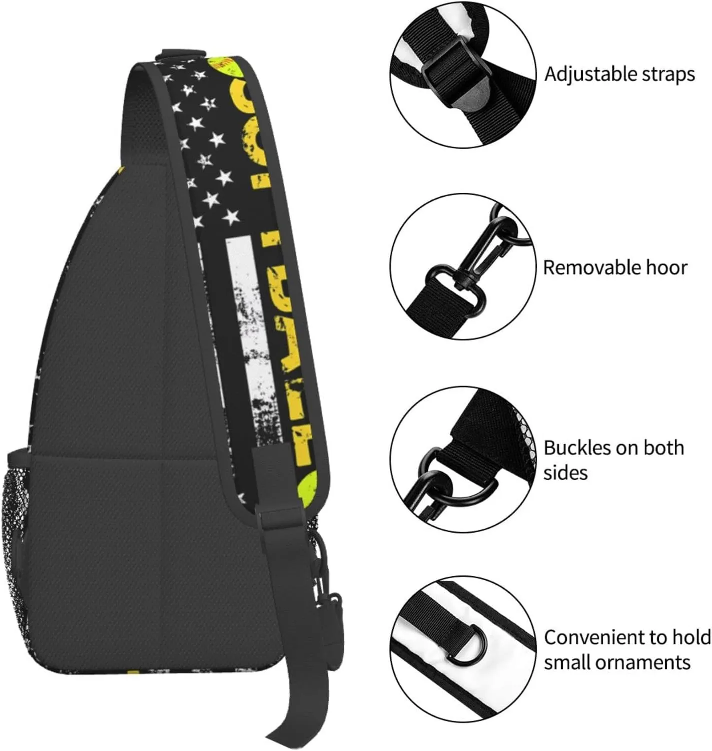 American Flag Swimming Team Sling Bag Adjustable Chest Bags Casual Crossbody Bag Travel Shoulder Backpack