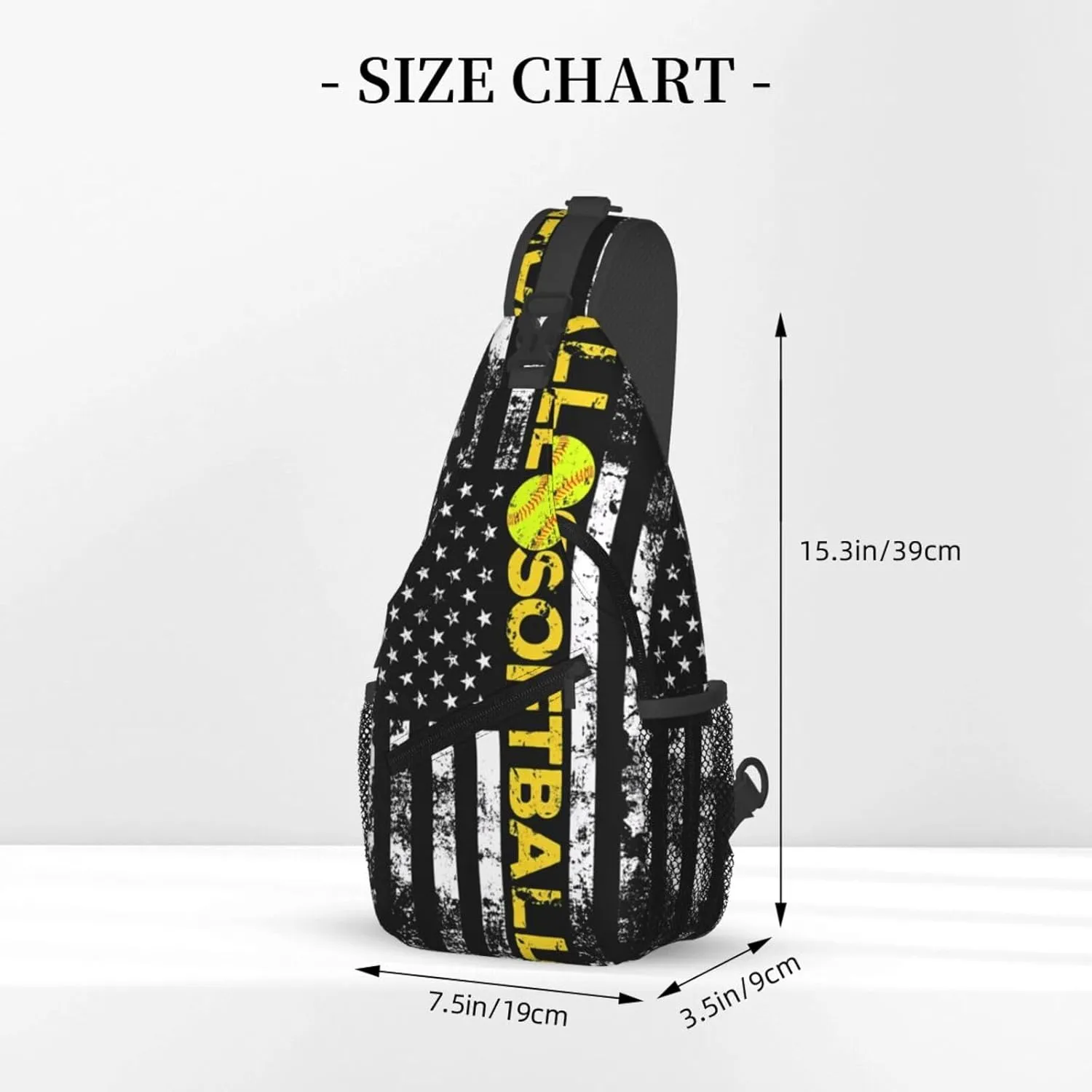 American Flag Swimming Team Sling Bag Adjustable Chest Bags Casual Crossbody Bag Travel Shoulder Backpack