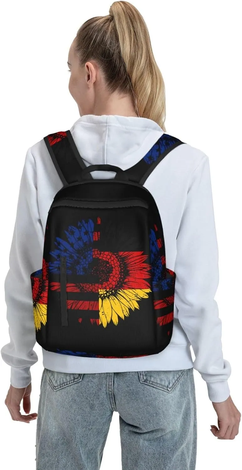 American German Germany Flag Casual Backpacks Large Capacity Laptop Backpack Sports Fitness Rucksack Travel Carry-On Daypack Work Bag for Outdoor Camping