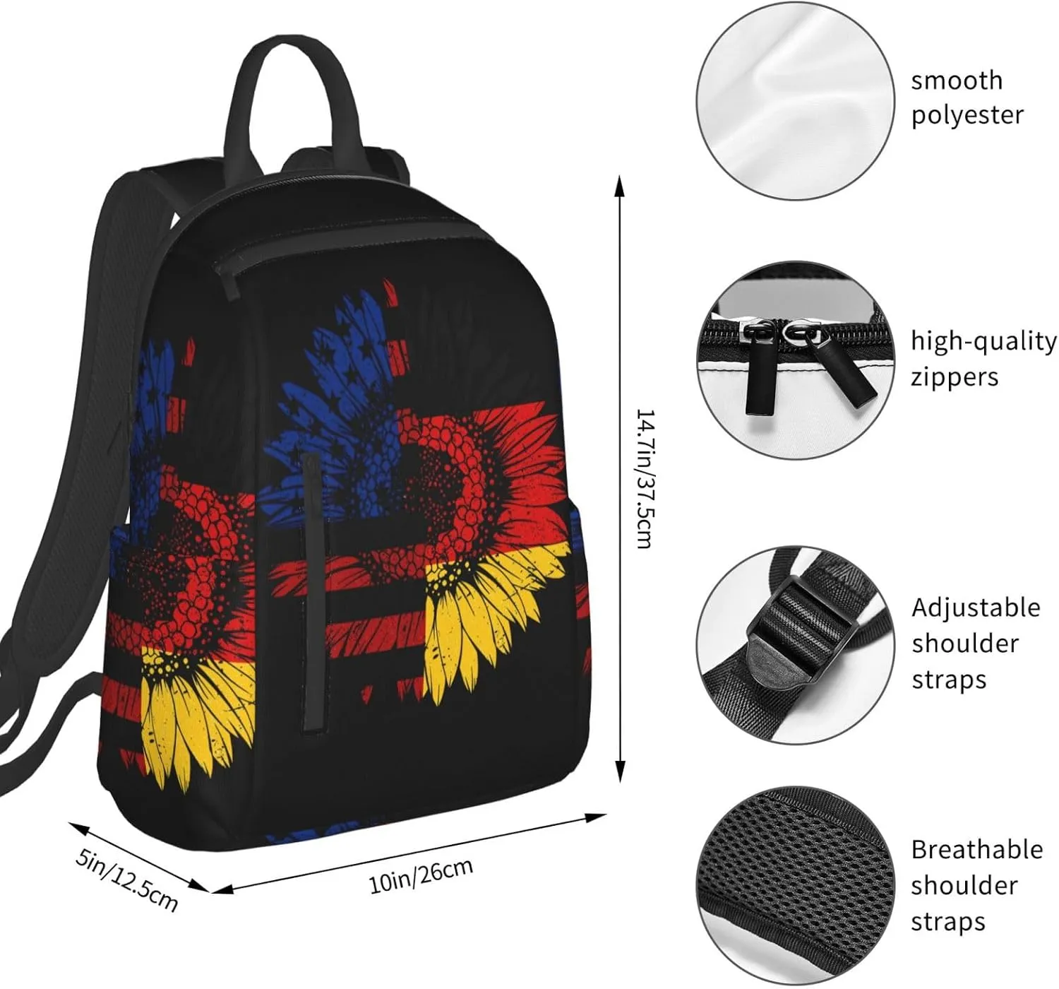 American German Germany Flag Casual Backpacks Large Capacity Laptop Backpack Sports Fitness Rucksack Travel Carry-On Daypack Work Bag for Outdoor Camping