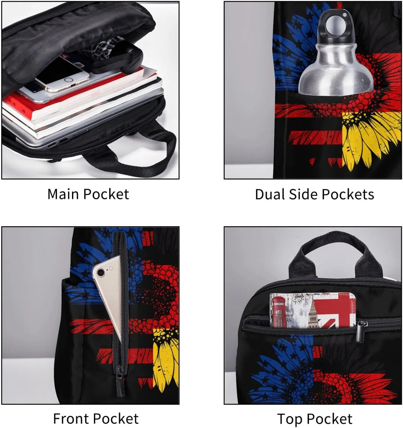 American German Germany Flag Casual Backpacks Large Capacity Laptop Backpack Sports Fitness Rucksack Travel Carry-On Daypack Work Bag for Outdoor Camping